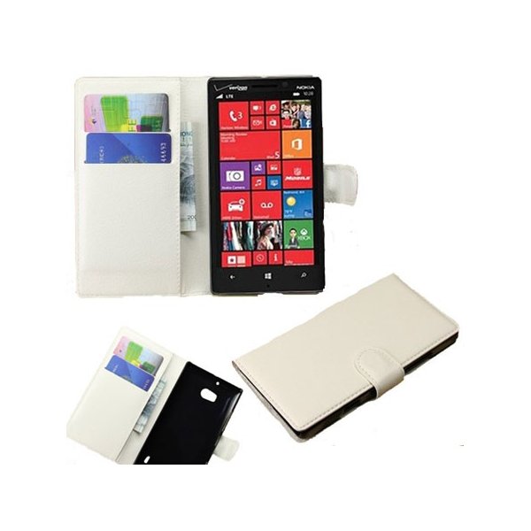 CUSTODIA FLIP ORIZZONTALE PELLE per NOKIA LUMIA ICON 929, LUMIA 930 CON STAND, PORTA CARTE E CHIUSURA MAGNETICA COLORE BIANCO