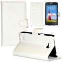 CUSTODIA FLIP ORIZZONTALE PELLE per LG L80 DUAL, D380 CON STAND, TASCHE PORTA CARTE E CHIUSURA MAGNETICA COLORE BIANCO