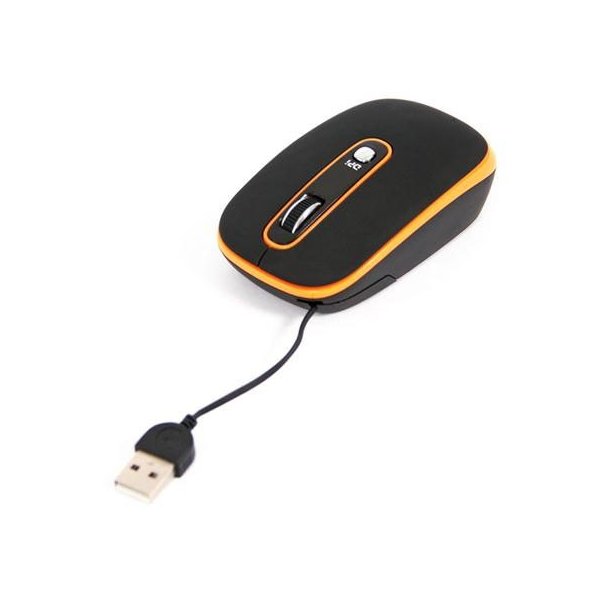 MOUSE OTTICO USB CON RISOLUZIONE COMMUTABILE TRA 800 E 1200 DPI E CAVO USB RETRATTILE OM0262O ARANCIONE E NERO OMEGA