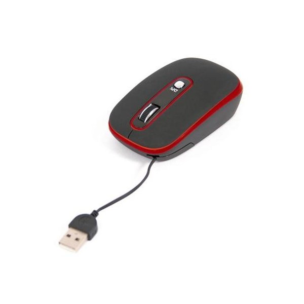 MOUSE OTTICO USB CON RISOLUZIONE COMMUTABILE TRA 800 E 1200 DPI E CAVO USB RETRATTILE OM0262O ROSSO E NERO OMEGA