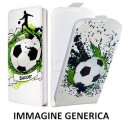 CUSTODIA FLIP VERTICALE SLIM PELLE per SAMSUNG I9080 GALAXY GRAND CON INTERNO IN TPU COLORE BIANCO CON FANTASIA SOCCER