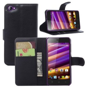 CUSTODIA FLIP ORIZZONTALE PELLE per WIKO JIMMY CON STAND, TASCHE PORTA CARTE E CHIUSURA MAGNETICA COLORE NERO