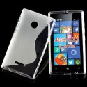 CUSTODIA GEL TPU SILICONE DOUBLE per MICROSOFT LUMIA 435 COLORE BIANCO-TRASPARENTE