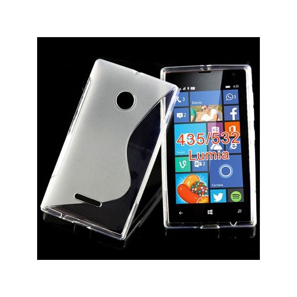 CUSTODIA GEL TPU SILICONE DOUBLE per MICROSOFT LUMIA 435 COLORE BIANCO-TRASPARENTE