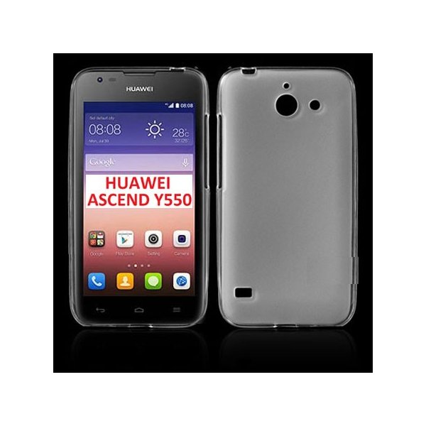 CUSTODIA GEL TPU SILICONE per HUAWEI ASCEND Y550 COLORE BIANCO-TRASPARENTE