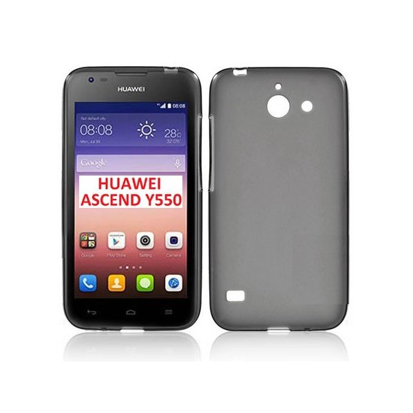 CUSTODIA GEL TPU SILICONE per HUAWEI ASCEND Y550 COLORE NERO-TRASPARENTE