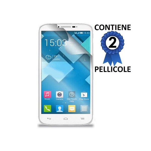 PELLICOLA PROTEGGI DISPLAY per ALCATEL ONE TOUCH POP 2, ONE TOUCH POP 2 DUAL SIM, 4.5 POLLICI CONFEZIONE 2 PEZZI