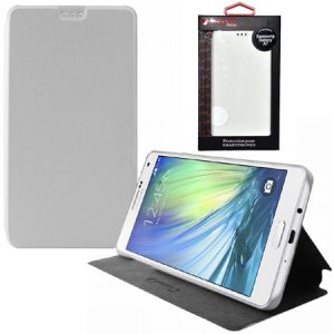 CUSTODIA FLIP ORIZZONTALE PELLE per SAMSUNG SM-A700 GALAXY A7 (NO VERSIONE 2016) CON STAND COLORE BIANCO ALTA QUALITA' MOCCA