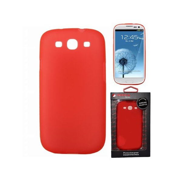 CUSTODIA GEL TPU SILICONE per SAMSUNG I9300 GALAXY S3, I9300i GALAXY S3 NEO COLORE ROSSO ALTA QUALITA' MOCCA BLISTER