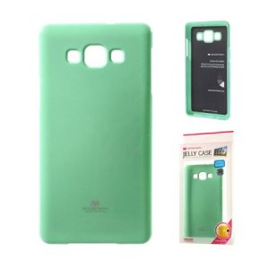 CUSTODIA GEL TPU SILICONE per SAMSUNG SM-A700 GALAXY A7 (NO VERSIONE 2016) VERDE ACQUA LUCIDO CON GLITTER ALTA QUALITA'