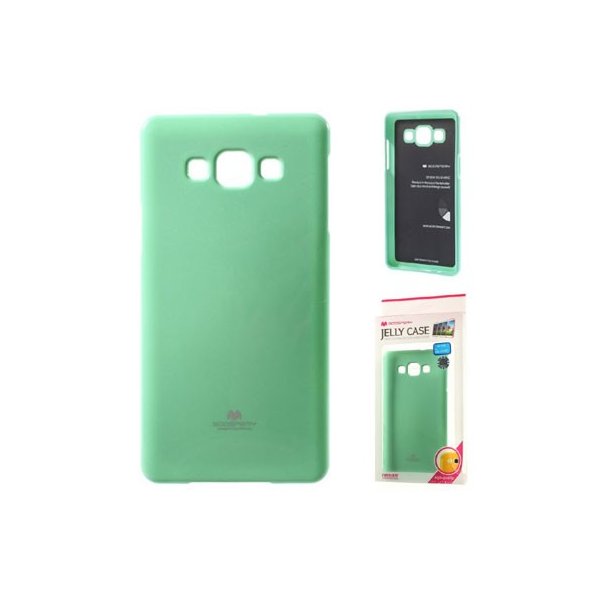 CUSTODIA GEL TPU SILICONE per SAMSUNG SM-A700 GALAXY A7 (NO VERSIONE 2016) VERDE ACQUA LUCIDO CON GLITTER ALTA QUALITA'