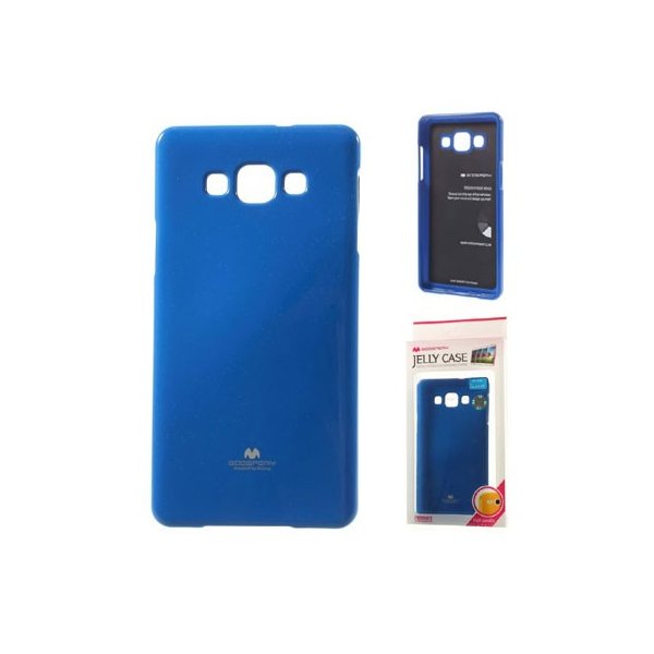 CUSTODIA GEL TPU SILICONE per SAMSUNG SM-A700 GALAXY A7 (NO VERSIONE 2016) BLU LUCIDO CON GLITTER ALTA QUALITA' MERCURY