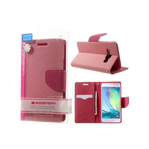 CUSTODIA FLIP ORIZZONTALE per SAMSUNG SM-A300 GALAXY A3 (NO VERSIONE 2016) CON INTERNO IN TPU E STAND ROSA FANCY MERCURY