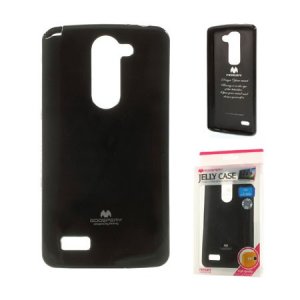 CUSTODIA GEL TPU SILICONE per LG L BELLO, D331, L PRIME, D337 COLORE NERO LUCIDO CON GLITTER ALTA QUALITA' MERCURY BLISTER