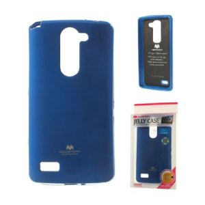 CUSTODIA GEL TPU SILICONE per LG L BELLO, D331, L PRIME, D337 COLORE BLU LUCIDO CON GLITTER ALTA QUALITA' MERCURY BLISTER