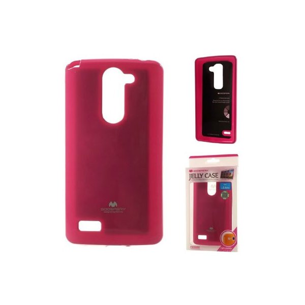 CUSTODIA GEL TPU SILICONE per LG L BELLO, D331, L PRIME, D337 COLORE FUCSIA LUCIDO CON GLITTER ALTA QUALITA' MERCURY BLISTER