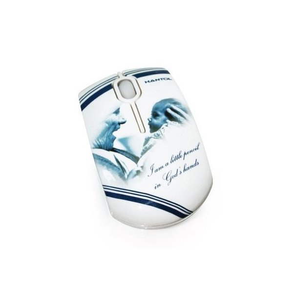 MOUSE OTTICO USB DA 800 DPI CON IMMAGINE DI MADRE TERESA DI CALCUTTA HM-MOT COLORE BIANCO E BLU HANTOL