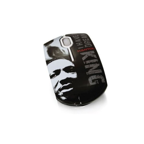 MOUSE OTTICO USB DA 800 DPI CON IMMAGINE DI MARTIN LUTHER KING HM-MLK COLORE BIANCO E NERO HANTOL