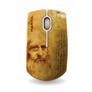 MOUSE OTTICO USB DA 800 DPI CON IMMAGINE DI LEONARDO DA VINCI HM-LEO COLORE BIANCO E BEIGE HANTOL