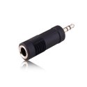 ADATTATORE AUDIO DA 3.5mm STEREO MASCHIO A 6.35mm STEREO FEMMINA A-635 COLORE NERO