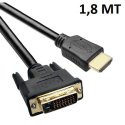 CAVO HDMI MASCHIO TIPO A 19 PIN A DVI MASCHIO TIPO A 24+1 PIN LUNGHEZZA CAVO 1,8 MT DHM02 COLORE NERO VULTECH