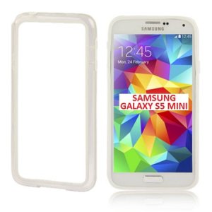 CUSTODIA BUMPER GEL TPU SILICONE per SAMSUNG G800 GALAXY S5 MINI COLORE BIANCO