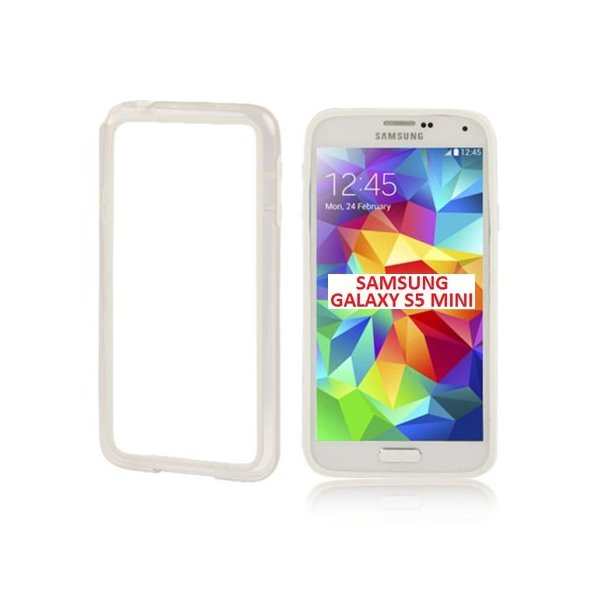 CUSTODIA BUMPER GEL TPU SILICONE per SAMSUNG G800 GALAXY S5 MINI COLORE BIANCO