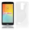 CUSTODIA GEL TPU SILICONE DOUBLE per LG L BELLO, D331, L PRIME, D337 COLORE BIANCO-TRASPARENTE