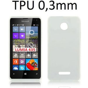 CUSTODIA GEL TPU SILICONE ULTRA SLIM 0,3mm per MICROSOFT LUMIA 435 COLORE BIANCO TRASPARENTE