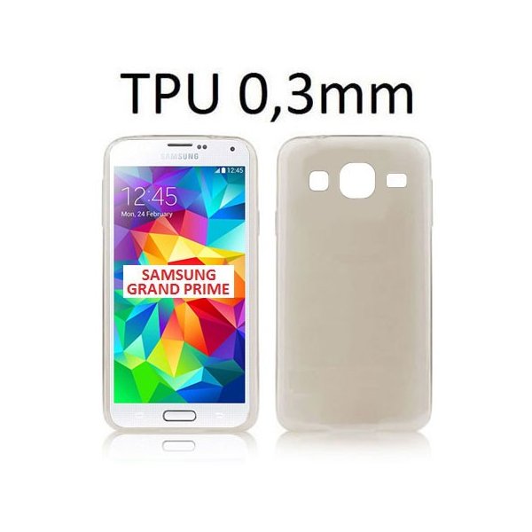 CUSTODIA GEL TPU SILICONE ULTRA SLIM 0,3mm per SAMSUNG G530H GALAXY GRAND PRIME COLORE NERO TRASPARENTE