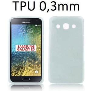 CUSTODIA GEL TPU SILICONE ULTRA SLIM 0,3mm per SAMSUNG SM-E500 GALAXY E5 COLORE BIANCO TRASPARENTE