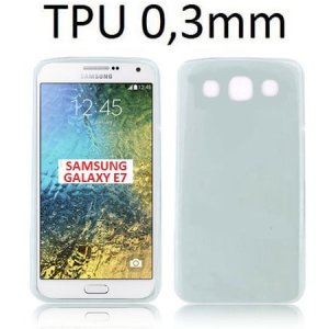 CUSTODIA GEL TPU SILICONE ULTRA SLIM 0,3mm per SAMSUNG SM-E700 GALAXY E7 COLORE BIANCO TRASPARENTE