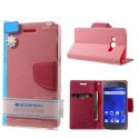 CUSTODIA FLIP ORIZZONTALE per SAMSUNG G357 GALAXY ACE 4 CON STAND, INTERNO IN TPU E PORTA CARTE ROSA FANCY DIARY BLISTER