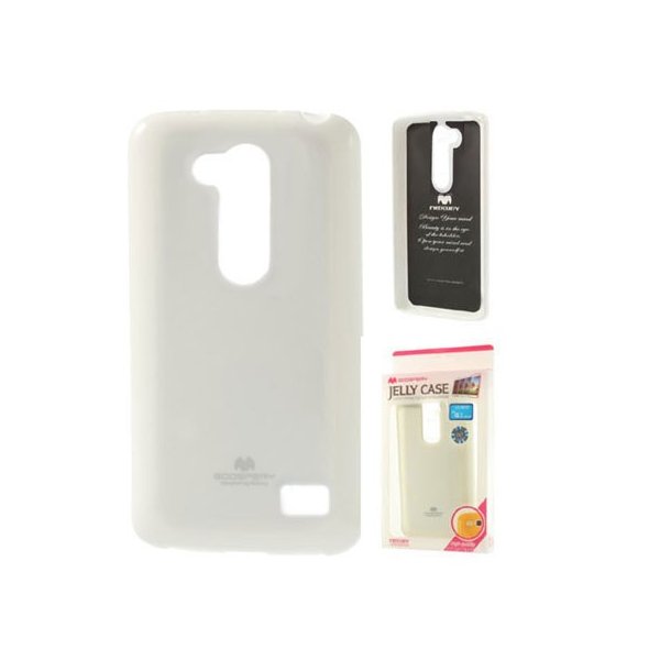 CUSTODIA GEL TPU SILICONE per LG L FINO, D290N, D295 COLORE BIANCO LUCIDO CON GLITTER ALTA QUALITA' MERCURY BLISTER