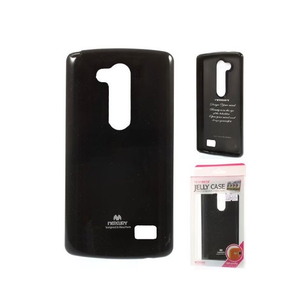 CUSTODIA GEL TPU SILICONE per LG L FINO, D290N, D295 COLORE NERO LUCIDO CON GLITTER ALTA QUALITA' MERCURY BLISTER