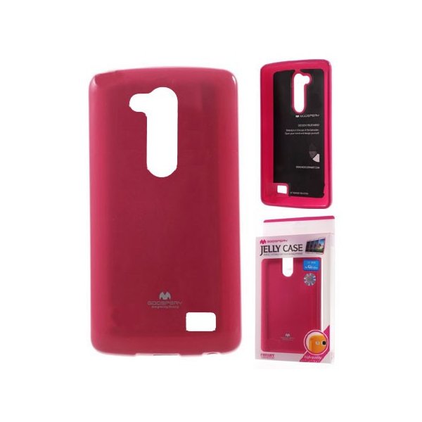 CUSTODIA GEL TPU SILICONE per LG L FINO, D290N, D295 COLORE FUCSIA LUCIDO CON GLITTER ALTA QUALITA' MERCURY BLISTER