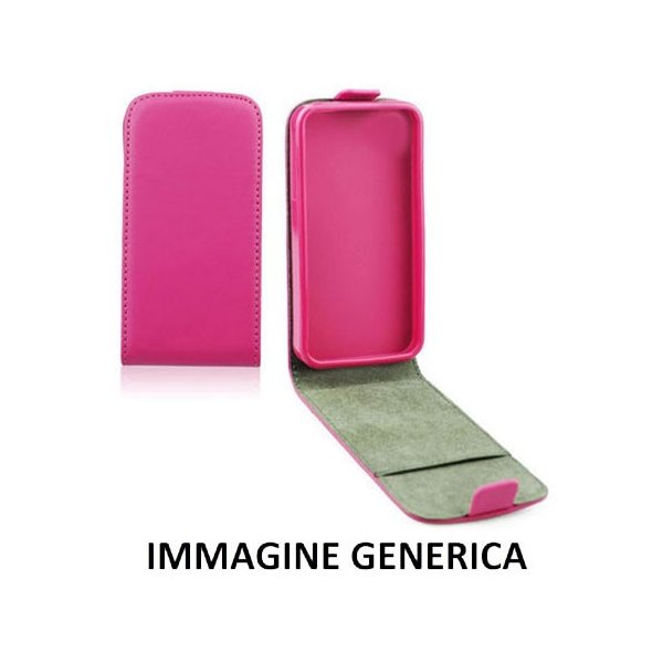 CUSTODIA FLIP VERTICALE SLIM SIMILPELLE per MICROSOFT LUMIA 535, LUMIA 535 DUAL CON INTERNO IN TPU SILICONE COLORE ROSA