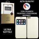 CUSTODIA FLIP ORIZZONTALE PELLE per APPLE IPHONE 6, 6S 4.7" POLLICI con CHIUSURA MAGNETICA INVISIBILE ED INTERNO IN TPU BIANCO