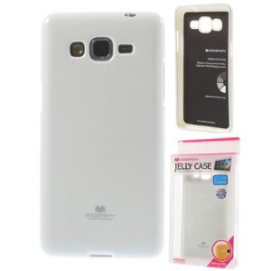 CUSTODIA GEL TPU SILICONE per SAMSUNG G530H GALAXY GRAND PRIME COLORE BIANCO LUCIDO CON GLITTER ALTA QUALITA' MERCURY BLISTER