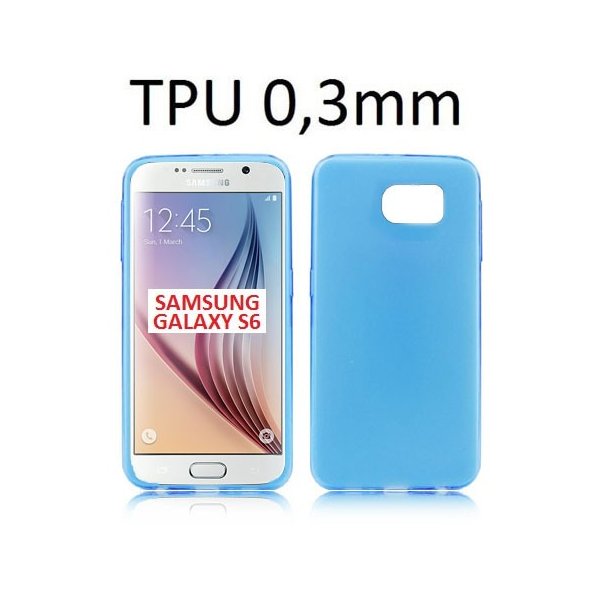 CUSTODIA GEL TPU SILICONE ULTRA SLIM 0,3mm per SAMSUNG SM-G920 GALAXY S6 COLORE AZZURRO TRASPARENTE