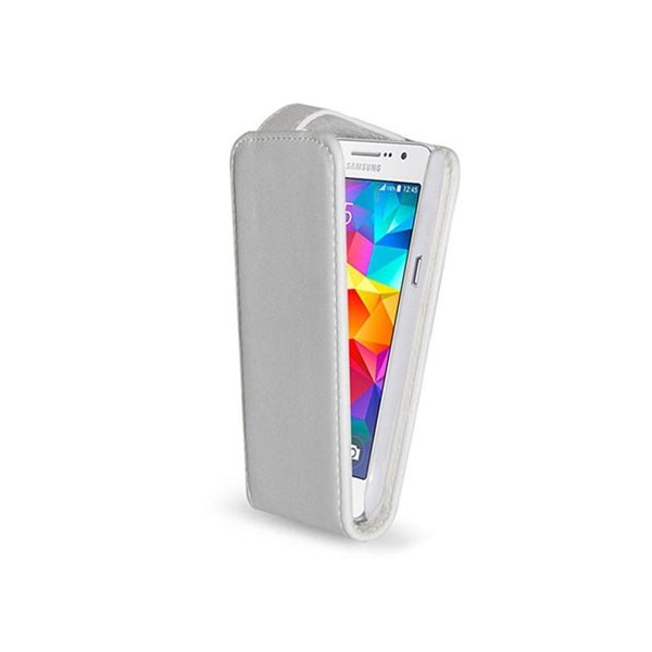 CUSTODIA FLIP VERTICALE SIMILPELLE per SAMSUNG G530H GALAXY GRAND PRIME COLORE BIANCO