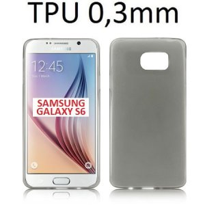 CUSTODIA GEL TPU SILICONE ULTRA SLIM 0,3mm per SAMSUNG SM-G920 GALAXY S6 COLORE NERO TRASPARENTE