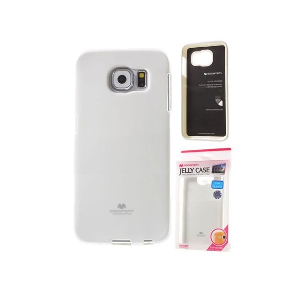 CUSTODIA GEL TPU SILICONE per SAMSUNG SM-G920 GALAXY S6 COLORE BIANCO LUCIDO CON GLITTER ALTA QUALITA' MERCURY BLISTER