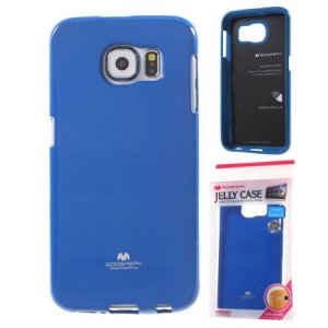 CUSTODIA GEL TPU SILICONE per SAMSUNG SM-G920 GALAXY S6 COLORE BLU LUCIDO CON GLITTER ALTA QUALITA' MERCURY BLISTER