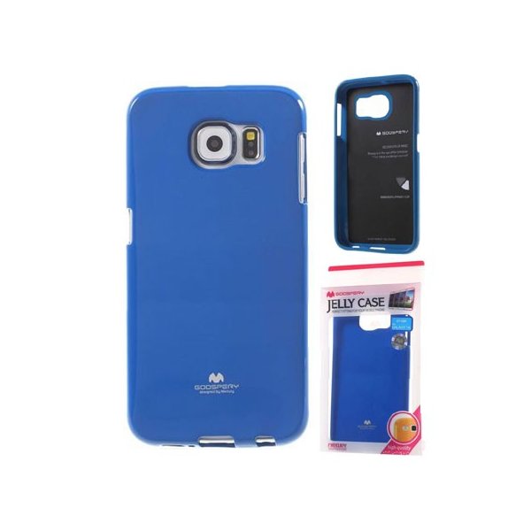 CUSTODIA GEL TPU SILICONE per SAMSUNG SM-G920 GALAXY S6 COLORE BLU LUCIDO CON GLITTER ALTA QUALITA' MERCURY BLISTER