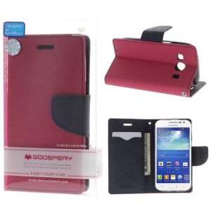 CUSTODIA FLIP ORIZZONTALE per SAMSUNG G357 GALAXY ACE 4 CON STAND, INTERNO IN TPU E PORTA CARTE FUCSIA FANCY DIARY BLISTER