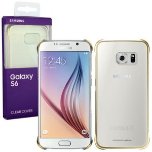 CUSTODIA BACK RIGIDA ORIGINALE SAMSUNG per SM-G920 GALAXY S6 TRASPARENTE CON CORNICE ORO EF-QG920BFEGWW BLISTER