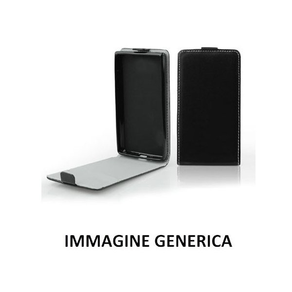 CUSTODIA FLIP VERTICALE SLIM SIMILPELLE per HTC DESIRE 320 CON INTERNO IN TPU SILICONE COLORE NERO