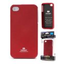 CUSTODIA GEL TPU SILICONE per APPLE IPHONE 4, 4s COLORE ROSSO LUCIDO CON GLITTER ALTA QUALITA' MERCURY BLISTER