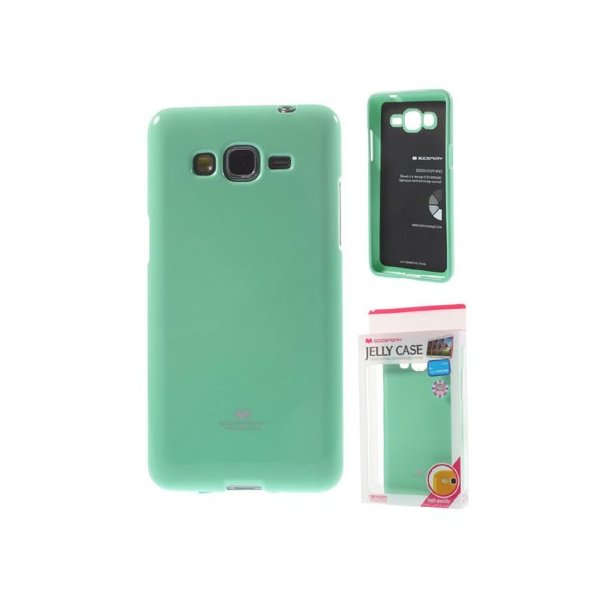 CUSTODIA GEL TPU SILICONE per SAMSUNG G530H GALAXY GRAND PRIME VERDE ACQUA LUCIDO CON GLITTER ALTA QUALITA' MERCURY BLISTER